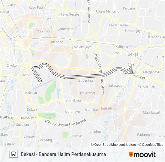 DAMRI BEKASI - HALIM Bus Line Map