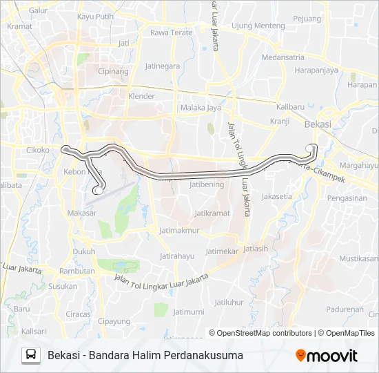 DAMRI BEKASI - HALIM Bus Line Map
