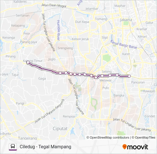 Rute 13: Jadwal, Pemberhentian & Peta - Ciledug (Diperbarui)