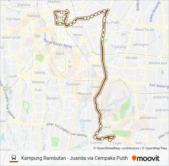 Rute 7F: Jadwal, Pemberhentian & Peta - Juanda Dan Kampung Rambutan ...