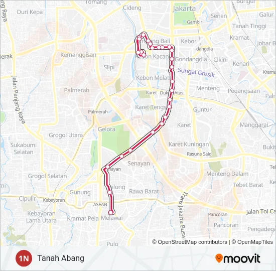 1N Bus Line Map