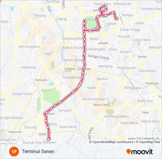 Rute 1p: Jadwal, Pemberhentian & Peta - Terminal Senen (Diperbarui)