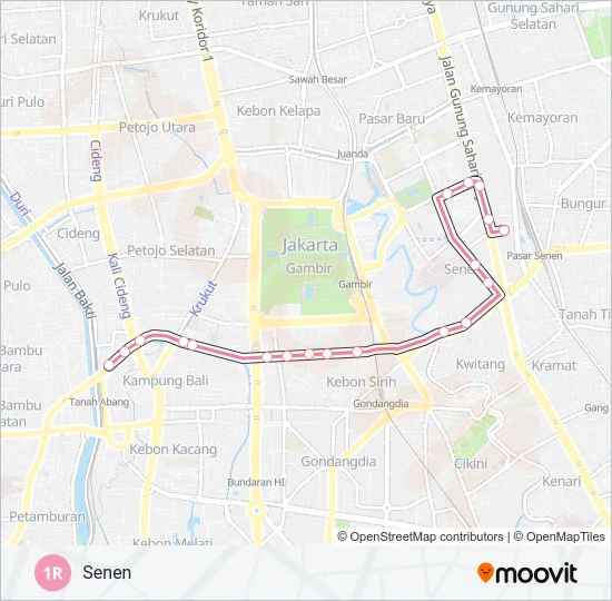1R Bus Line Map