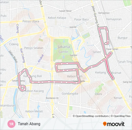 1R Bus Line Map
