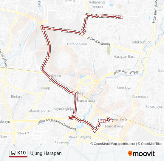 K10 Bus Line Map