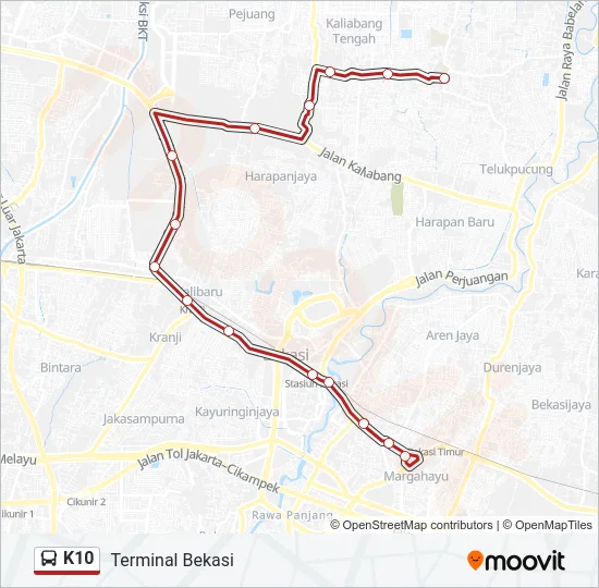 K10 Bus Line Map