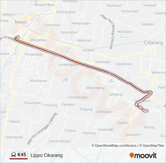 K45 Bus Line Map