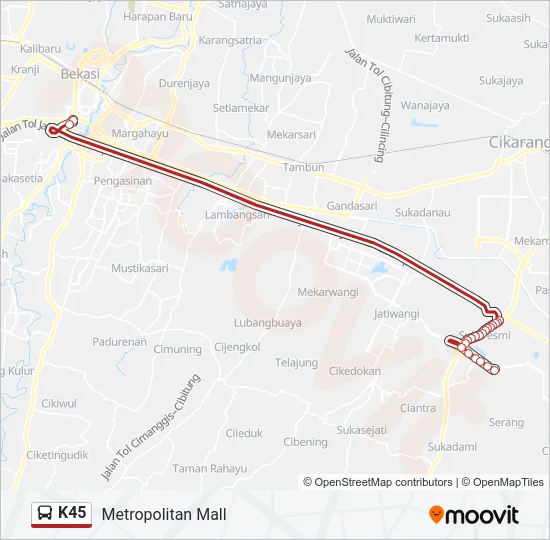 K45 Bus Line Map