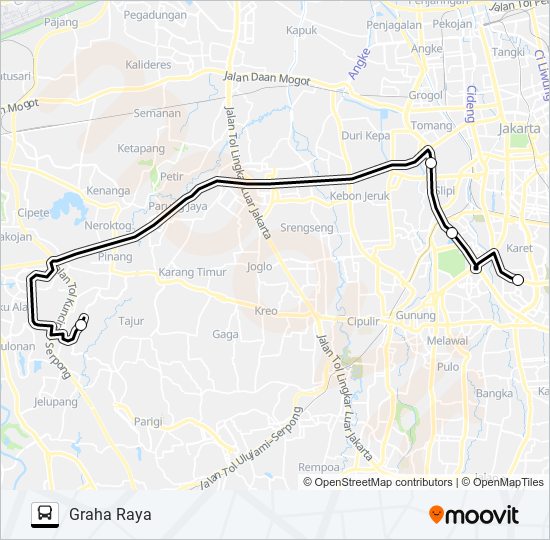 JRC GRAHA RAYA bus Line Map