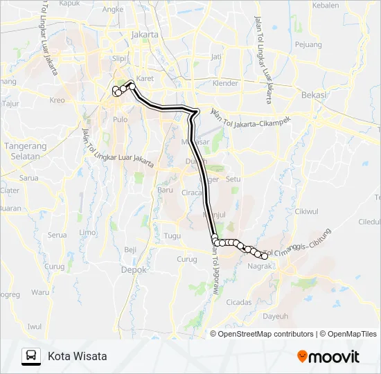 JRC KOTA WISATA Bus Line Map