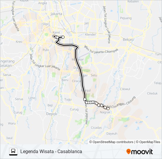 JRC LEGENDA WISATA bus Line Map