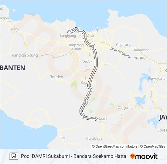 DAMRI SUKABUMI bus Line Map