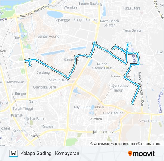 Rute jak60: Jadwal, Pemberhentian & Peta - Kelapa Gading (Diperbarui)