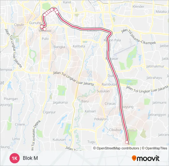 1K Bus Line Map