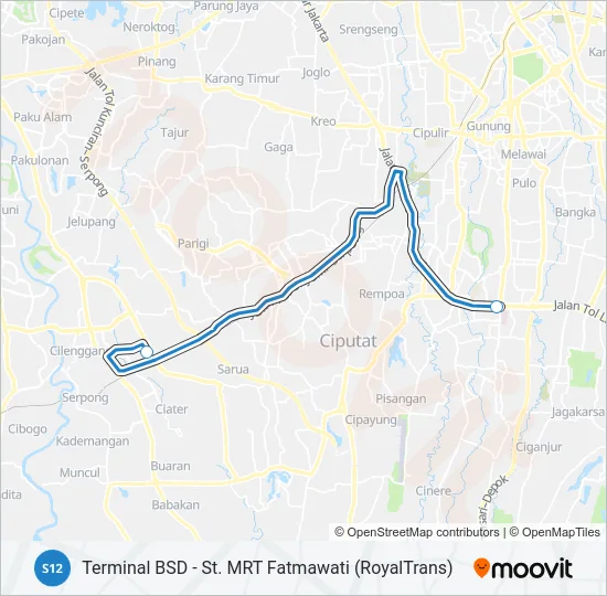 S12 Bus Line Map