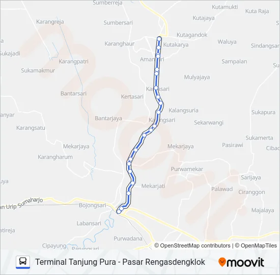 TJ. PURA - RENGASDENGKLOK Bus Line Map