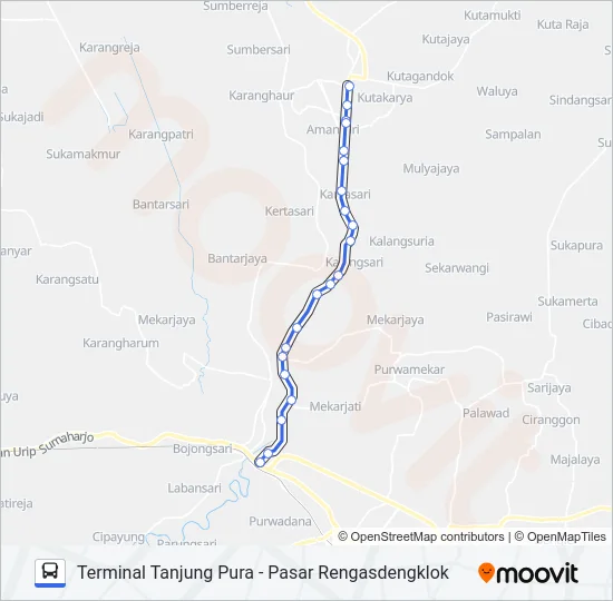 TJ. PURA - RENGASDENGKLOK Bus Line Map