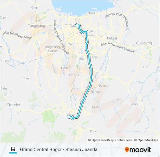 JRC GRAND CENTRAL BOGOR Bus Line Map