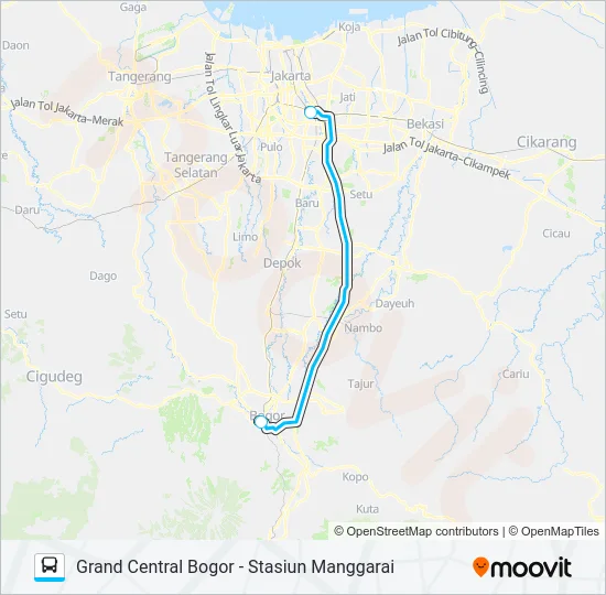 JRC GRAND CENTRAL BOGOR Bus Line Map