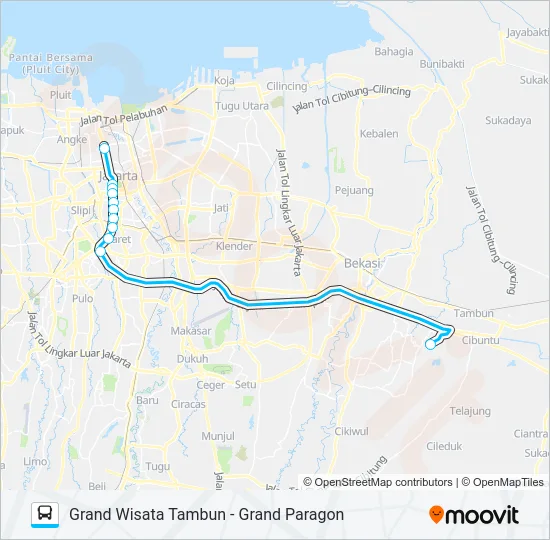JRC GRAND WISATA TAMBUN Bus Line Map