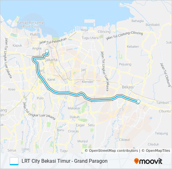 JRC LRT CITY BEKASI TIMUR bis Peta Jalur