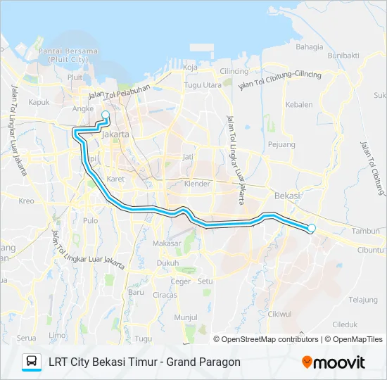JRC LRT CITY BEKASI TIMUR Bus Line Map