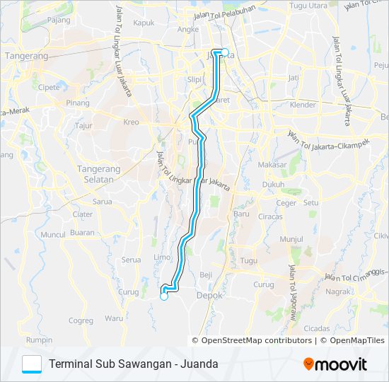 JRC SAWANGAN bus Line Map