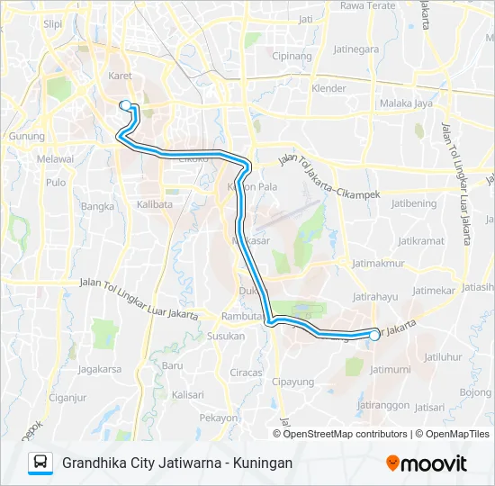 JRC JATIWARNA Bus Line Map