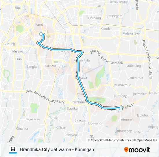 JRC JATIWARNA Bus Line Map