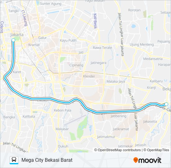 JRC BEKASI BARAT bus Line Map