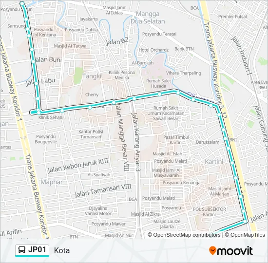 JP01 Bus Line Map