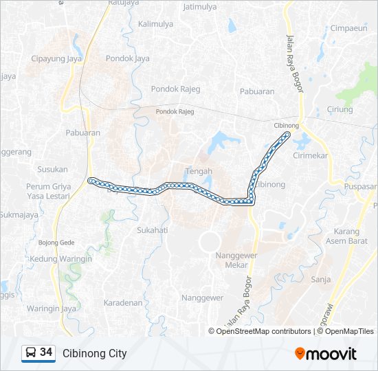 34 bus Line Map