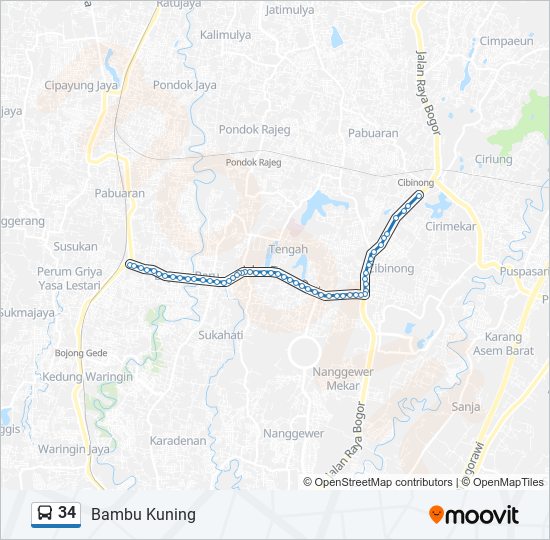 34 bus Line Map