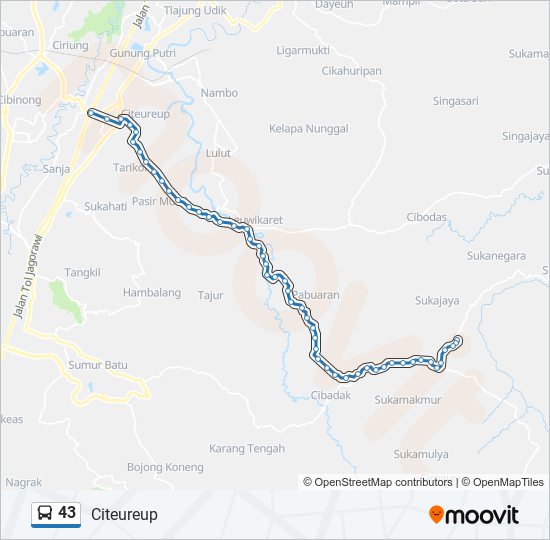 43 bus Line Map