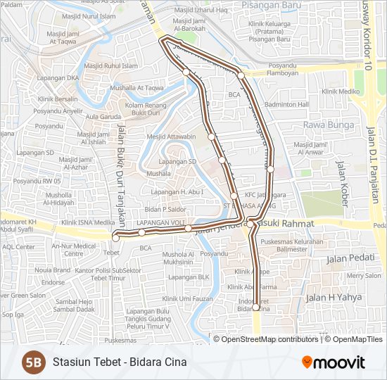 5B bus Line Map