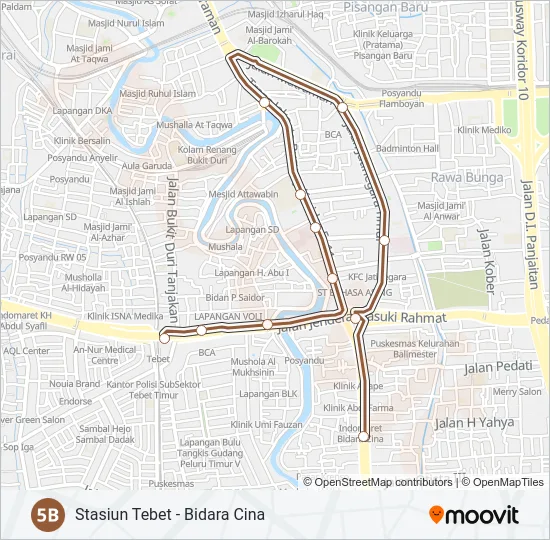 5B Bus Line Map
