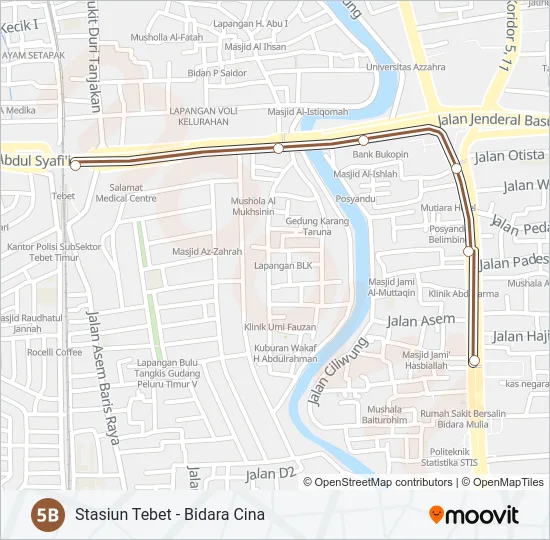 5B Bus Line Map