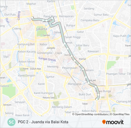 Rute 5c: Jadwal, Pemberhentian & Peta - Kampung Melayu (Diperbarui)