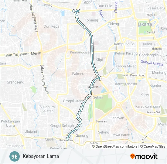 9E Bus Line Map