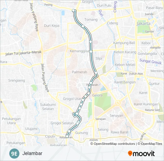 9E Bus Line Map