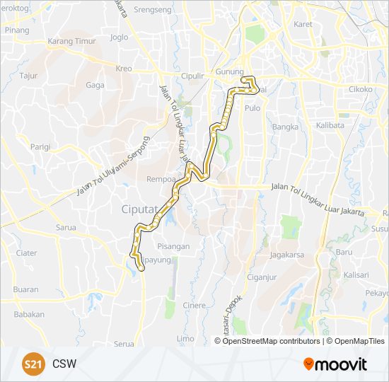 S21 bus Line Map