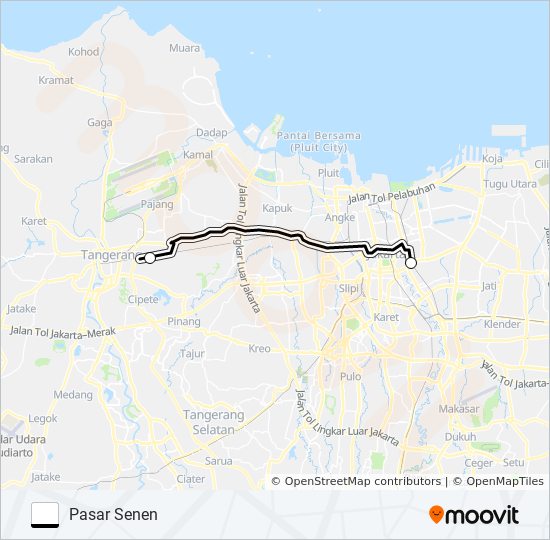 TRANSJABODETABEK PORIS - PASAR SENEN bus Line Map