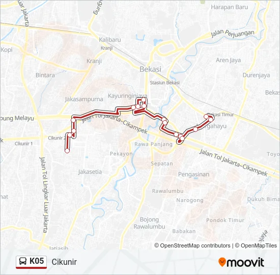 K05 Bus Line Map