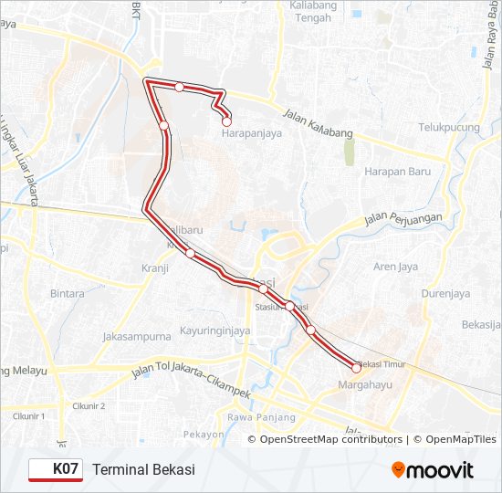 Rute K07: Jadwal, Pemberhentian & Peta - Terminal Bekasi (Diperbarui)