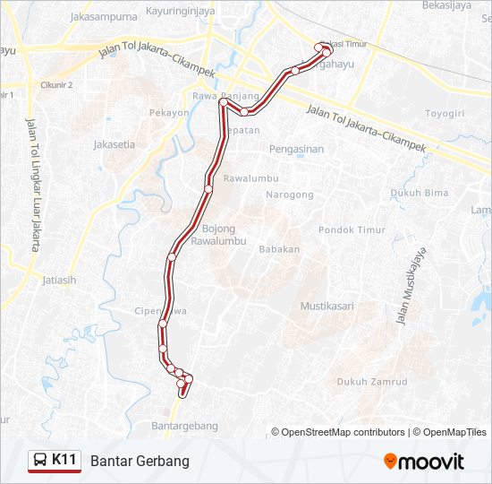 K11 bus Line Map