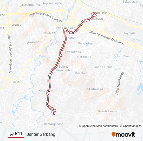 K11 Bus Line Map