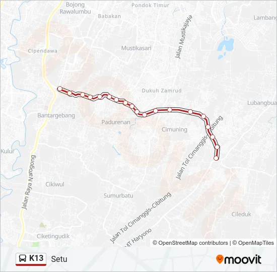 K13 Bus Line Map