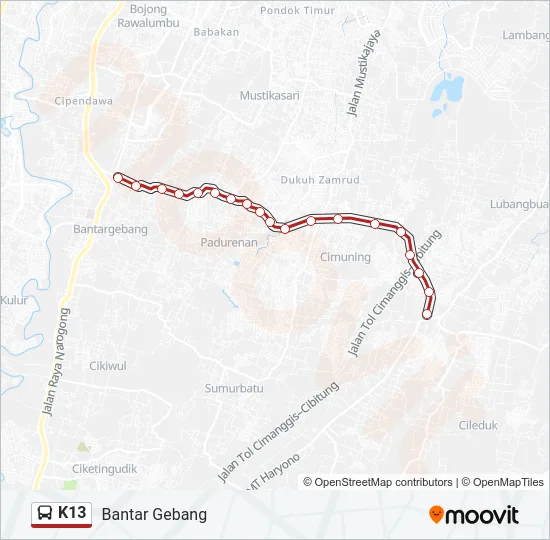K13 Bus Line Map