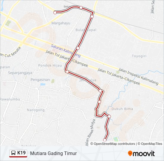 K19 bus Line Map