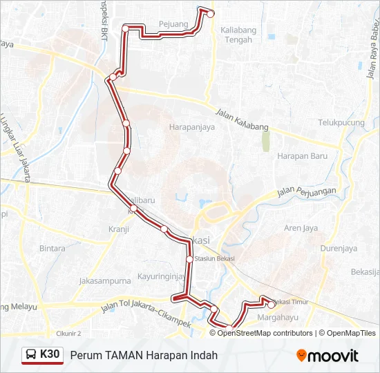 K30 Bus Line Map